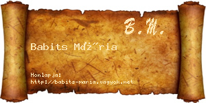Babits Mária névjegykártya